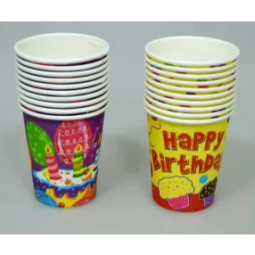 Színes papírpoharak 200 ml-es Happy Birthday 10 db