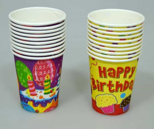 Színes papírpoharak 200 ml-es Happy Birthday 10 db