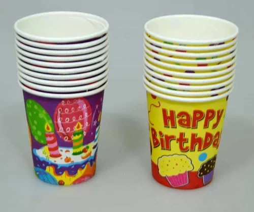 Színes papírpoharak 200 ml-es Happy Birthday 10 db