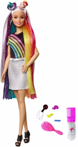 Barbie Fodrász baba szivárványos csillámos hajú FXN96 - Mattel