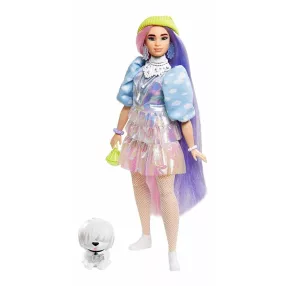   Mattel GVR05 Barbie extra baba fényes ruhákkal és kiskutyával