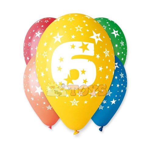6-os számmal felírt lufi készlet születésnapra 5db 30cm
