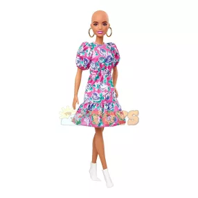   Kopasz Fashionista Barbie baba virágos ruhában GYB03 - #150