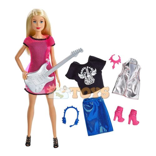 Barbie Rockstar baba ruhacserével és gitárral GDJ34 - Mattel