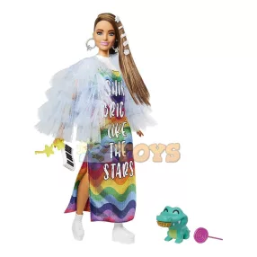   Barbie Extra Fashionistas baba szivárványkabátban GYJ78 - Mattel