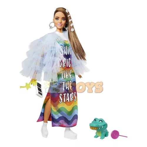 Barbie Extra Fashionistas baba szivárványkabátban GYJ78 - Mattel