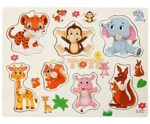 Süllyesztett fa puzzle Vadállatok A-3031 - 7 db