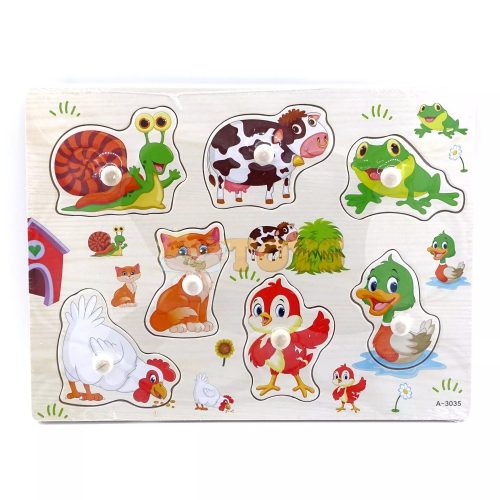 Süllyesztett fa puzzle Állatfarm A-3035 - 7 db
