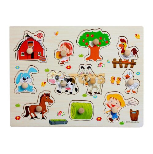 Süllyesztett fa puzzle Állatfarm A-3017 - 11 db