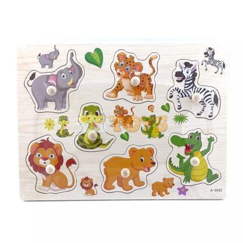 Süllyesztett fa puzzle Vadállatok A-3032 - 7 db