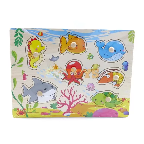 Süllyesztett fa puzzle Tengeri állatok A-3029 - 7 darab