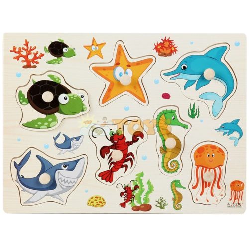 Süllyesztett fa puzzle Tengeri állatok A-3036 - 7 darab