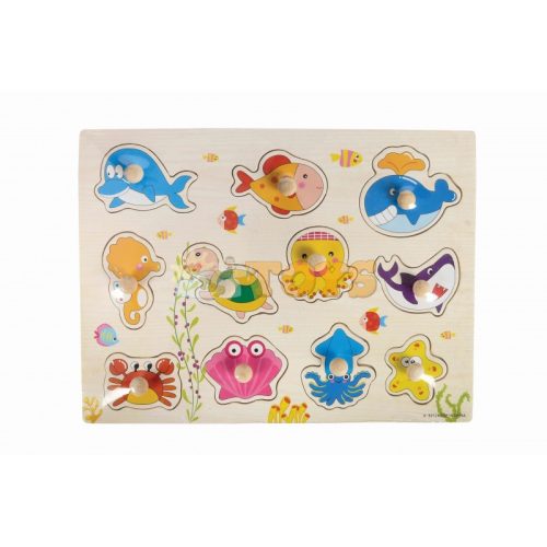 Süllyesztett fa puzzle Tengeri állatok A-3012 - 11 db