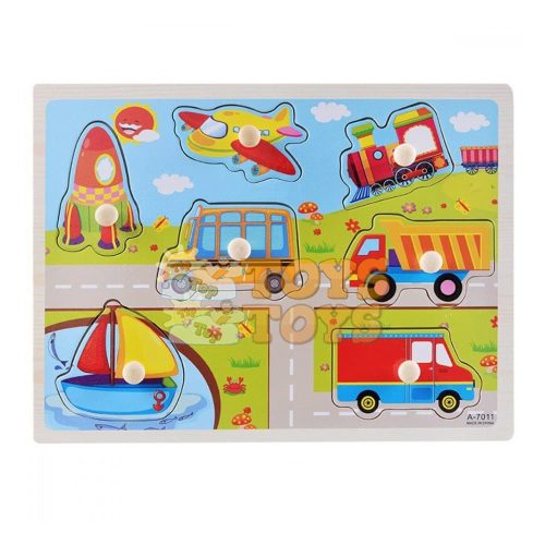 Süllyesztett fa puzzle Járművek A-7011 - 7 db