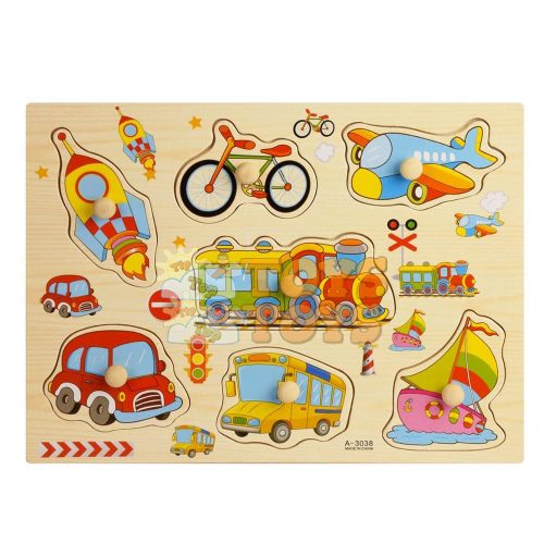 Süllyesztett fa puzzle Járművek A-3038 - 7 db