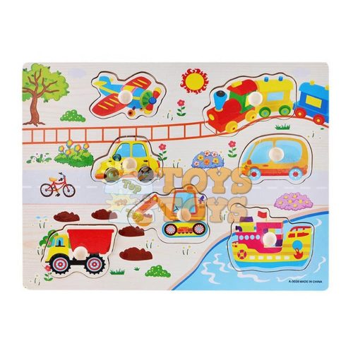 Süllyesztett fa puzzle Járművek A-3028 - 7 db