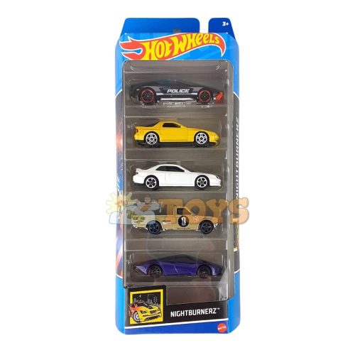 Hot Wheels 5-modell Nightburnerz HFV93 Mattel autós szett