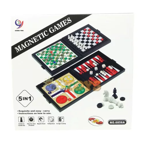 TipTopTOYS 5 az 1-ben Társasjátékok Mágneses sakk és Backgammon 6856A