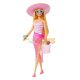 Szőke Barbie baba fürdőruhával és strand kiegészítőkkel HPL73