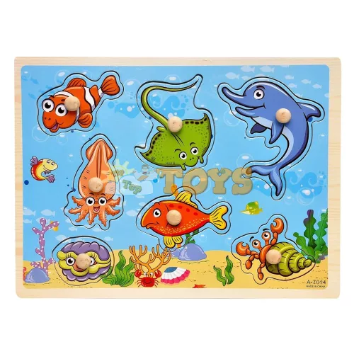 Süllyesztett fa puzzle Tengeri állatok A-7014 - 7 darab