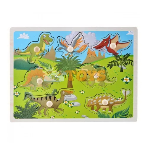 Süllyesztett fa puzzle Dinosaurs A-7002 - 7 darab