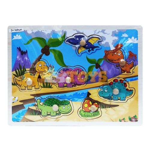 Süllyesztett fa puzzle Dinosaurs A-7001 - 7 darab
