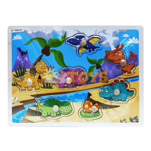 Süllyesztett fa puzzle Dinosaurs A-7001 - 7 darab
