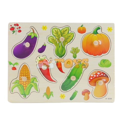 Süllyesztett fa puzzle Zöldség A-3039 - 7 db