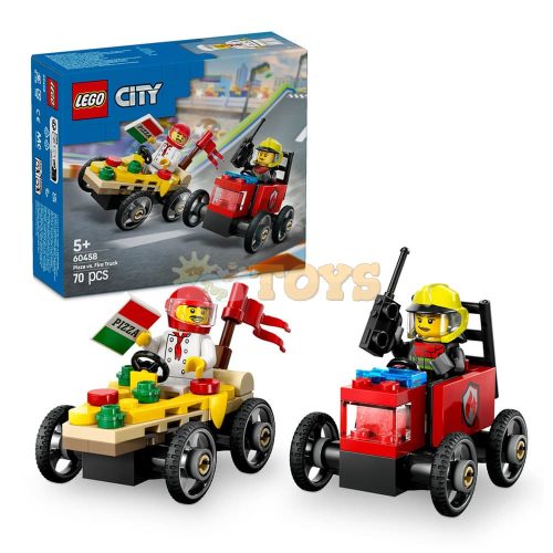 LEGO® City Pizzásautó vs. tűzoltóautó, versenyautós csomag 60458
