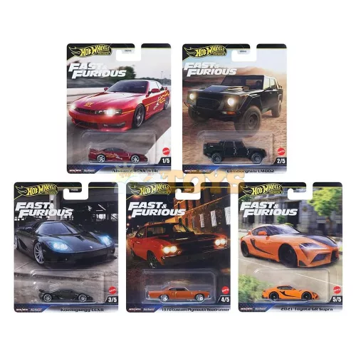 Hot Wheels Premium Fast & Furious 5 darabos autó szett HNW46 - Mattel