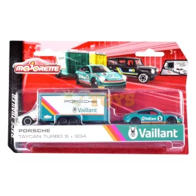  majorette Racing Deluxe Trailers Porsche Taycan Turbo S és Porsche 934